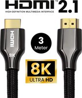 HDMI 2.1 Ultra High Speed Kabel Nylon – Gold Plated – PS5 en Xbox Series X ondersteuning – 3 Meter