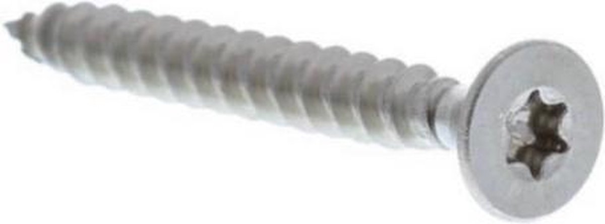 Houtschroef. 5.0 x 70mm. Lang. platkop-torx-T30. Verzinkt. 8 stuks Spaanplaatschroef. Ifix.