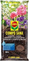 COMPO SANA Potgrond Geraniums & Balkonplanten - incl. meststof 100 dagen werking - voor een prachtige, rijke bloei - zak 40L