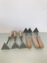 Beitels - zes stuks - houten handvat - 22 cm hoog