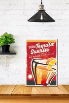 3d Retro Hout Poster Tequila Sunrise