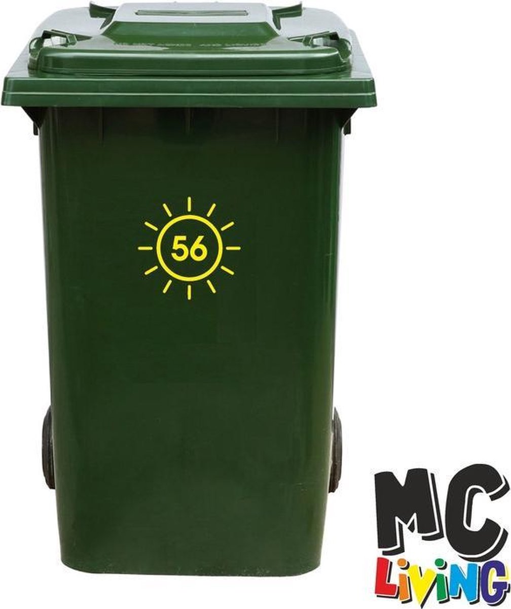 Afbeelding van product MC Living  Kliko Sticker / Vuilnisbak Sticker - Zon - Nummer 56 - 16,5x16,5 - Geel
