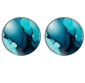 Clip oorbellen -turquoise -gevlekt -Geen gaatje-20mm- Charme Bijoux