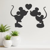 Wanddecoratie - Mickey Mouse - Hout - Wall Art - Muurdecoratie - Woonkamer - Zwart - 29 x 23 cm