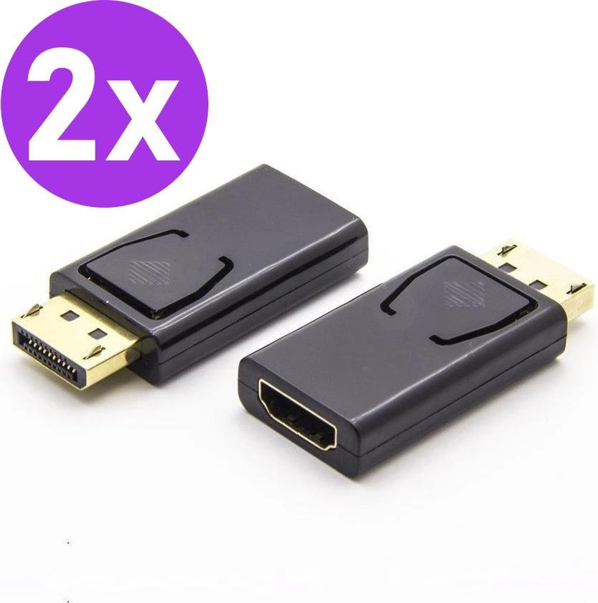 Vues Set van 2 Displayport naar HDMI Adapter - Display port Male naar HDMI Female - Ondersteunt 4K/2K - Vues