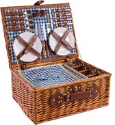 Sens Design Rieten Picknickmand voor 4 personen inclusief koelvak, bestek, borden en wijnglazen - Blauw