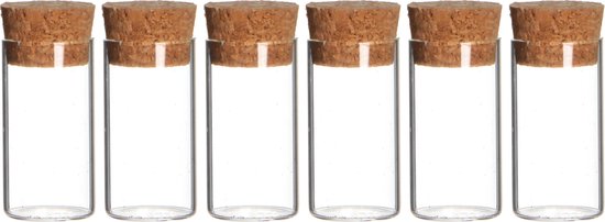 Gelijkwaardig Betuttelen microscopisch 6x Glazen Buisje met Kurk - Kruiden potjes - Voorraadpotten - Decoratief -  Ø3 h.6 - 15 ml | bol.com