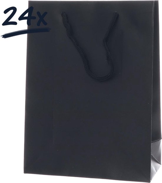 24st. stevige draagtassen papier (18x24x8,5)cm | zak | cadeautasje | gift bag | verpakking | gedraaid koord greep
