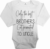 Zwangerschapsaankondiging rompertje voor Only the best brothers uncle-wit-zwart-Maat 56