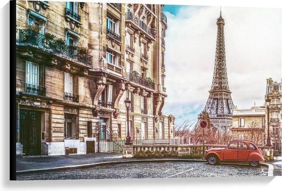Canvas  - Appartementen in Parijs - 90x60cm Foto op Canvas Schilderij (Wanddecoratie op Canvas)