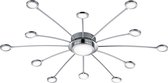 LED Plafondlamp - Trinon Bodrina - 24W + 6W - 13-lichts - Aanpasbare Kleur - Dimbaar - Afstandsbediening - Rond - Mat Chroom - Aluminium