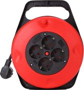 Kabelhaspel - Igna Ronin - 4 Stopcontacten - 15 Meter - Rood
