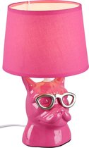 LED Tafellamp - Tafelverlichting - Trinon Domino - E14 Fitting - Rond - Mat Roze - Keramiek