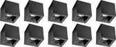 Opbouwspot 10 Pack - Primux Cliron Pro - GU10 Fitting - Opbouw Vierkant - Mat Zwart - Aluminium - Verdiept - Ø90mm