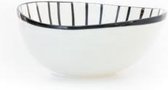 Pro Italia Scarabisso schaal-zwart/wit - 20 cm - hoog 7 cm- keramiek-aardewerk- fruitschaal-serveerschaal-saladeschaal