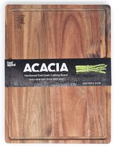 food appeal hardhouten acacia snijplank | 40x30x2.5cm | nobel patroon met front houtlook | antiseptische houten plank met sapgroef | Keukenplank, broodplank