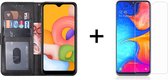 Samsung A10S hoesje bookcase zwart - Samsung Galaxy A10s wallet case portemonnee hoes cover hoesjes - 1x Samsung Galaxy A10S screenprotector