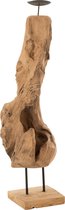 J-Line Kaarshouder Stam Teak Hout Naturel Medium