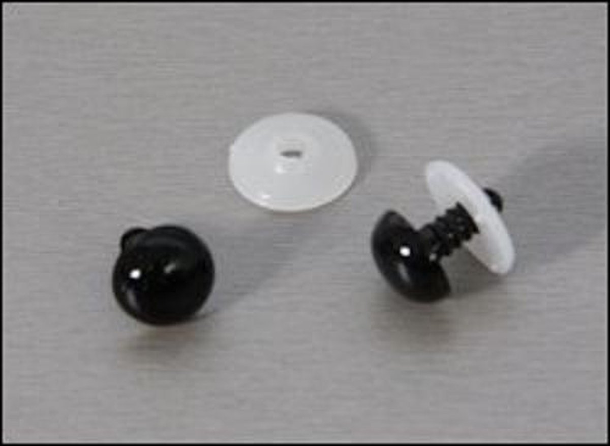 Veiligheidsogen zwart - 4 mm - 10 paar - Merkloos