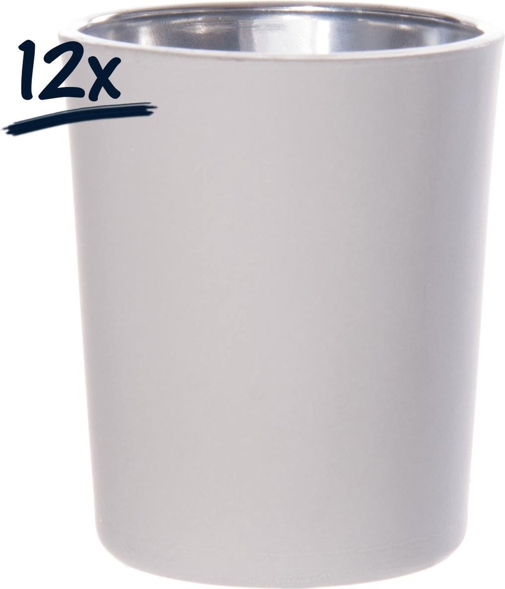 Set van 12 Gekleurde Theelichthouders van Glas - 7 cm - Waxinekaars Houderouder