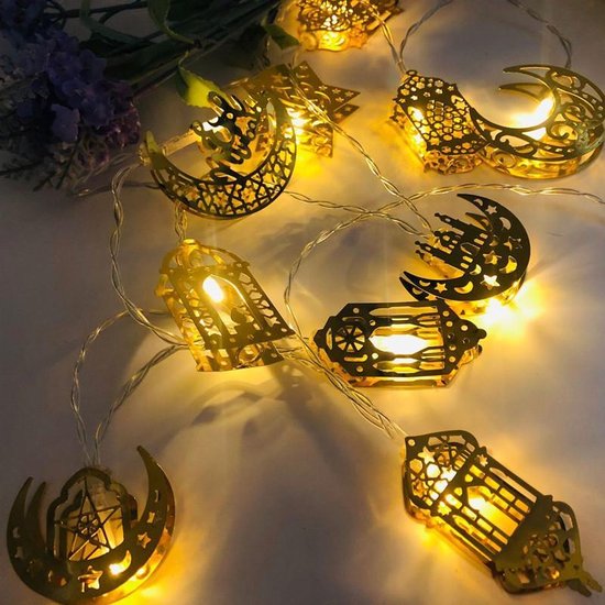 Eid Mubarak- islamitische thema decoratieve LED-verlichting Ramadan combinatie - 10 lampjes - werkt op batterij - 1.65m