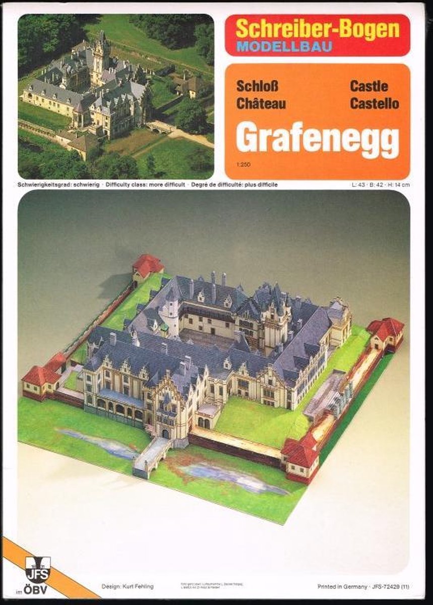 Kartonnen bouwplaat kasteel Grafenegg schaal 1:250