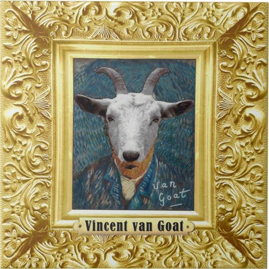 Tegeltje Vincent Van Goat - Van Gogh Geit Schilder Zelfportret - Grappige Dieren Tegel 15x15cm