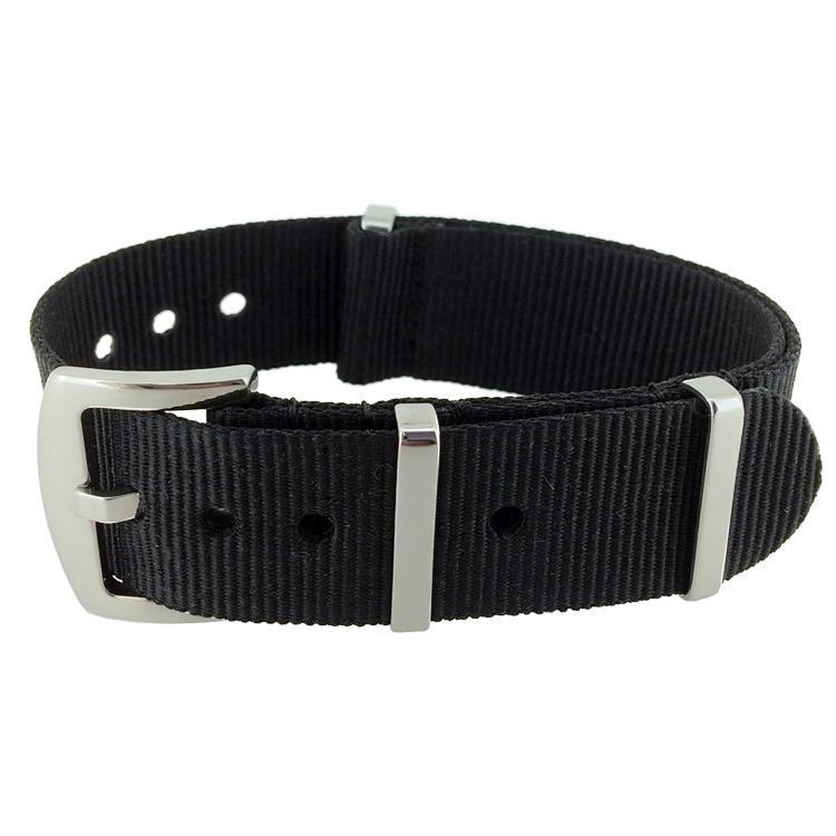 Mega NATO Superstrap Horlogeband Nylon Strap Zwart 20mm
