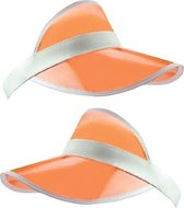 6x stuks oranje zonneklep petje/hoedje transparant - Carnaval/koningsdag verkleed hoeden