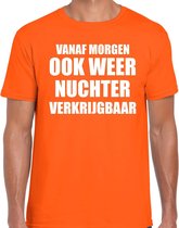 Koningsdag t-shirt morgen nuchter verkrijgbaar oranje - heren - Kingsday outfit / kleding / shirt S
