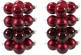 32x stuks kerstversiering kerstballen rood/donkerrood van glas - 8 cm - mat/glans - Kerstboomversiering/kerstversiering