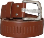 Leren Gleufjes Riem Breed Cognac | Maat 105