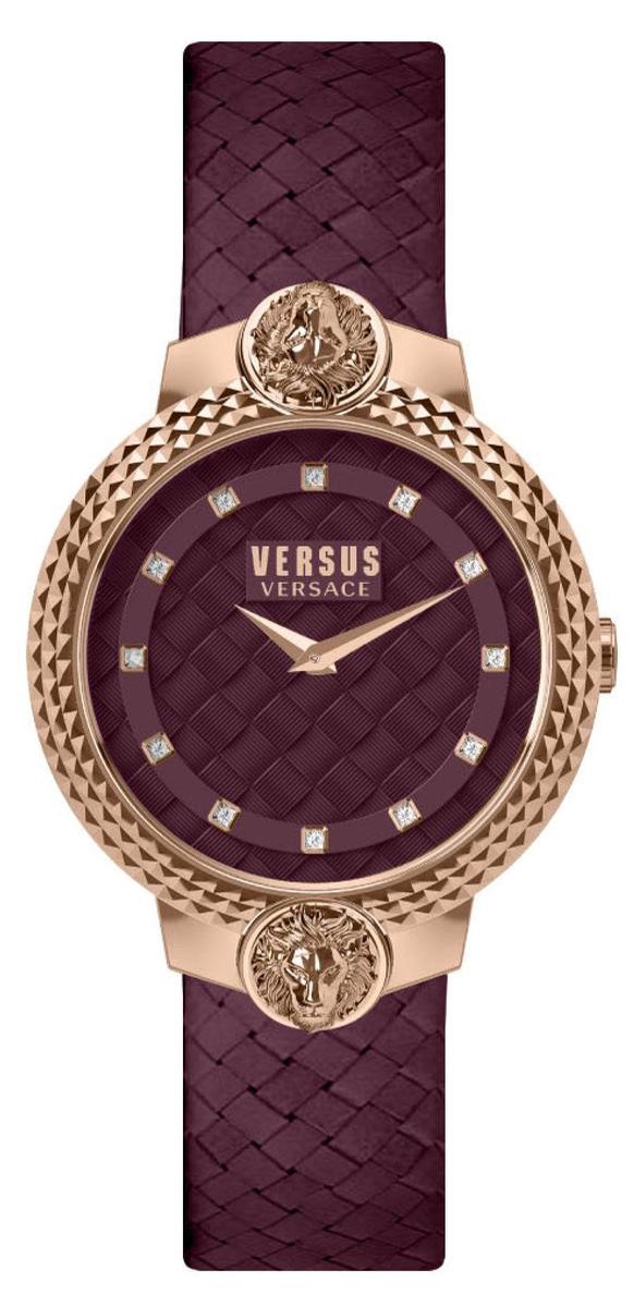 Versus Versace Mouffetard - Dameshorloge - VSPLK1420 - Rosegoud - Bordeaux - Lederen horlogeband - 38 MM