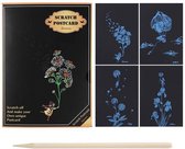 Scratch Art  Flowers 4 Kras kaarten - Scratch painting cards (4 stuks)