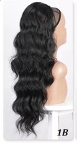 Long wavy , big curls ponytail hair synthetic  Drawstring black -Paardenstaart Haar Extension zwart kwaliteit Lang Krullend 26 inch ( 66cm ) #1B + Free gift