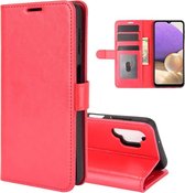 Samsung Galaxy A32 (4G) hoesje - MobyDefend Wallet Book Case (Sluiting Achterkant) - Rood - GSM Hoesje - Telefoonhoesje Geschikt Voor: Samsung Galaxy A32 (4G)