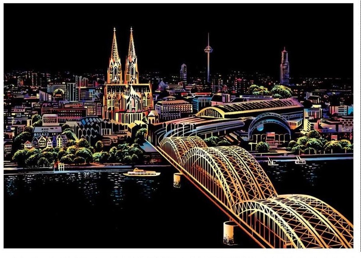 Scratch Art Cologne Cathedral - 410 x 287 mm - Kras tekeningen - Scratch painting