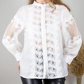 Zijden blouse met kant Lacy - Wit