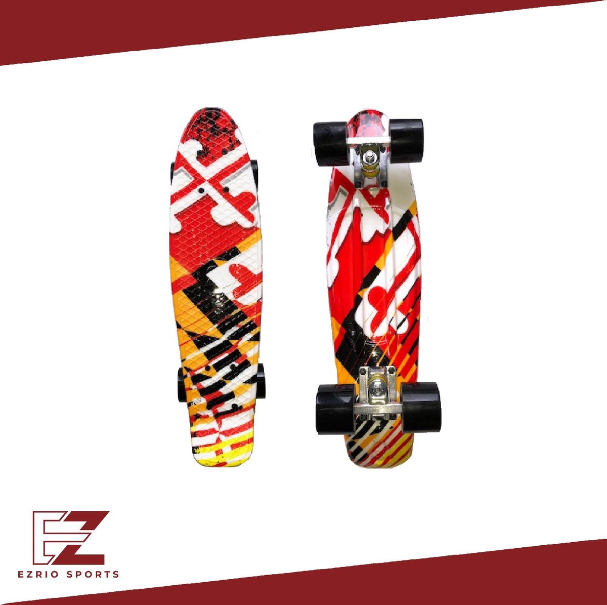 Penny Board voor Meisjes en Jongens – Skateboard – Longboard – Geel – Rood – 22 inch