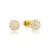 My Bendel ronde gouden oorknopjes met kristallen stenen - Gouden oorbellen met kristal stenen - Met luxe cadeauverpakking