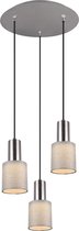 LED Hanglamp - Iona Waler - GU10 Fitting - 3-lichts - Rond - Mat Nikkel - Aluminium