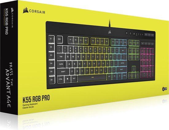 Corsair K55 RGB Pro - Gaming Toetsenbord - Membraam toetsen - Qwerty  Zwart