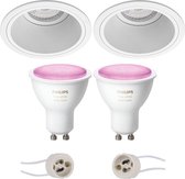 PHILIPS HUE - LED Spot Set GU10 - White and Color Ambiance - Bluetooth - Prima Minko Pro - Inbouw Rond - Mat Wit - Verdiept - Ø90mm