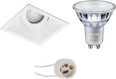 PHILIPS - LED Spot Set - MASTER 927 36D VLE - Prima Zano Pro - GU10 Fitting - DimTone Dimbaar - Inbouw Vierkant - Mat Wit - 3.7W - Warm Wit 2200K-2700K - Kantelbaar - 93mm