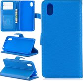 Voor Huawei Y5 2019 Lychee Texture Horizontaal Flip Leren Case met Houder & Kaartsleuven & Portemonnee & Fotolijst (Blauw)
