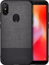 Shockproof Splicing PU + stoffen beschermhoes voor Xiaomi Redmi 6 Pro (zwart)