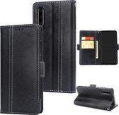 Voor Huawei P30 Retro Texture Contrast Kleur Splicing Horizontaal Flip TPU + PU lederen tas met kaartsleuven & houder & portemonnee (zwart)