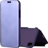 Electroplating Mirror Horizontal Flip lederen tas voor iPhone XR, met houder (donker paars)