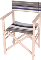 Kleurmeester.nl - Bistro set Rue de Bac - Balkonset - Opklapbaar - Beukenhout - Outdoor stof - Sunbrella| Zwart / Wit / Grijs / Crème Gestreept