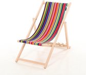 Kleurmeester.nl | Chaise de plage Kinder Salvador - Pliable - Bois de hêtre - Toile de coton | Rayé multicolore
